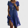 Sabrina Boho Breezy Summer Dress with subtle romantic print and flowy silhouette