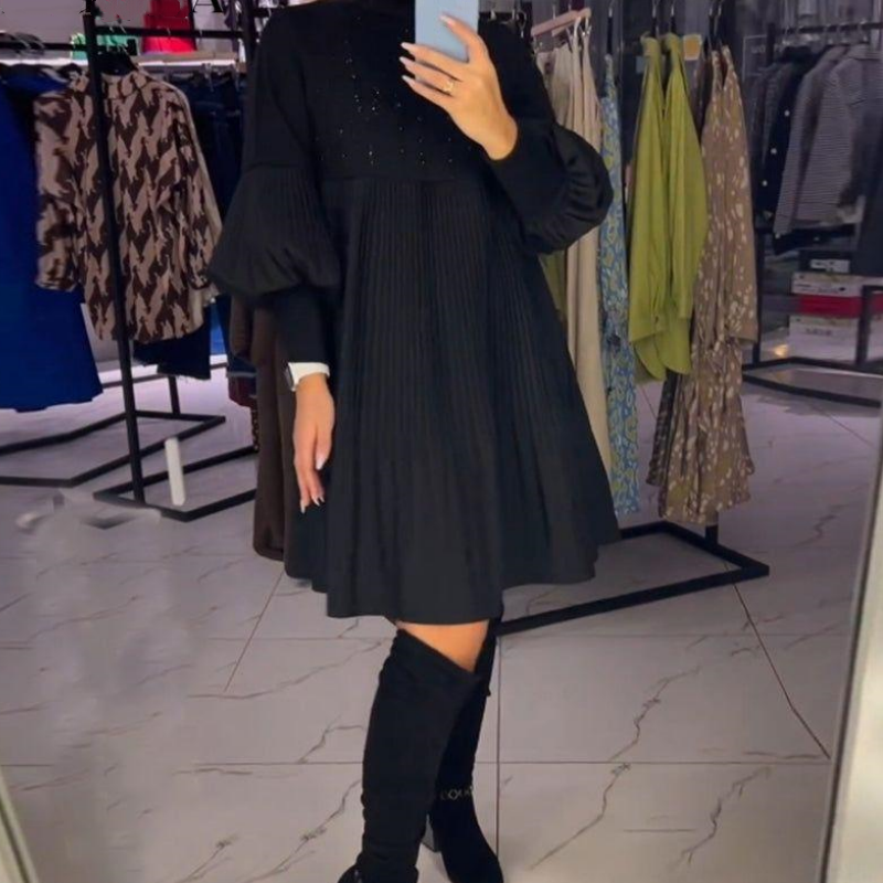 Vivienne - Pleated Fit-and-Flare Midi Dress
