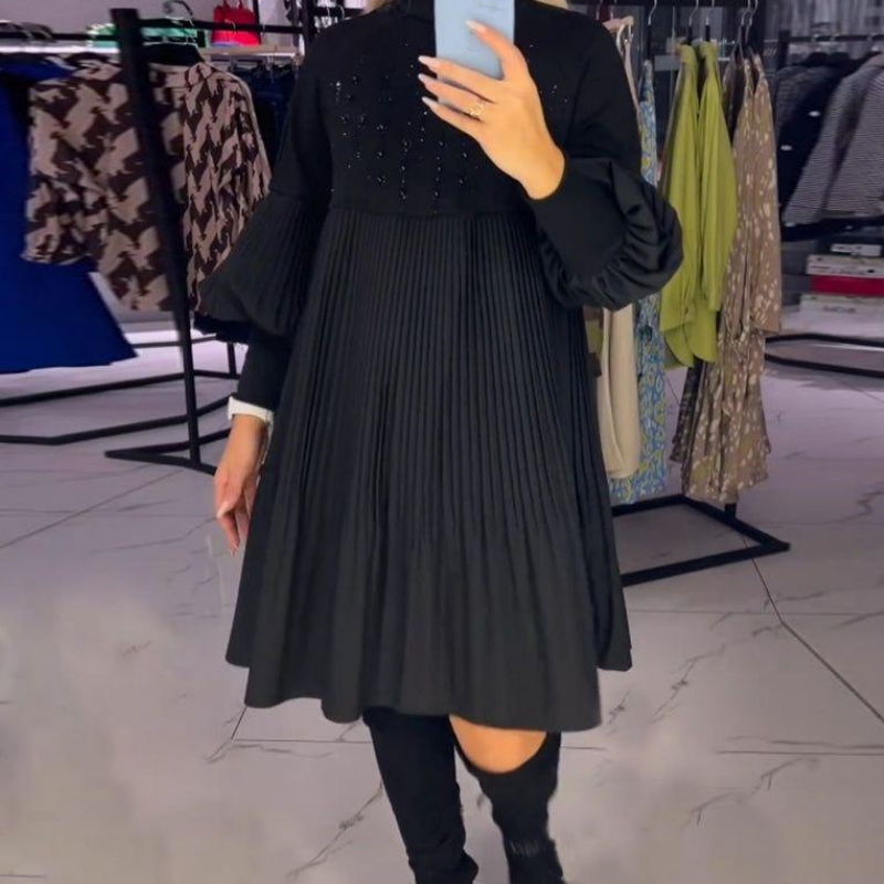 Vivienne - Pleated Fit-and-Flare Midi Dress