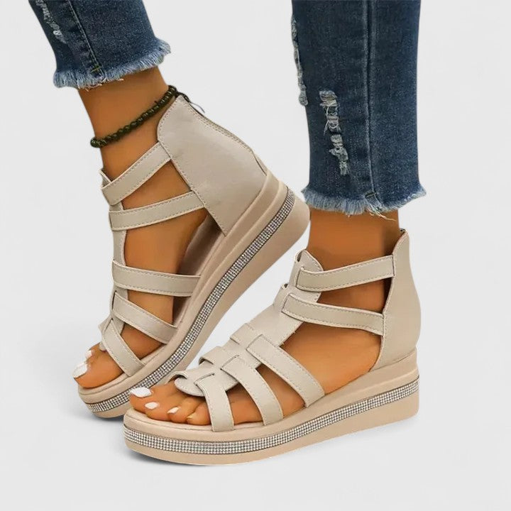 Kendall sparkly rhinestone embellished thick sole wedge sandals
