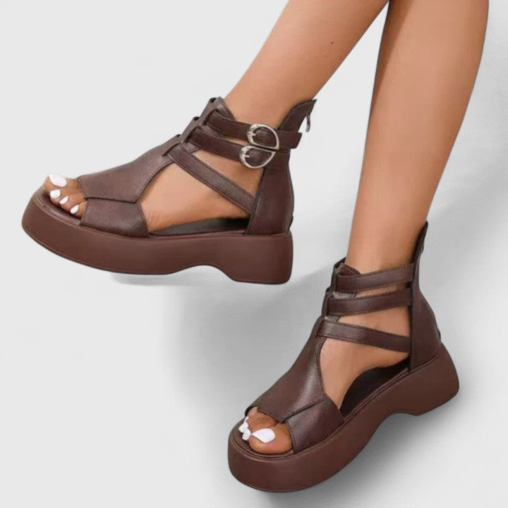 Ivana multi strap platform sandals with zipper and buckles