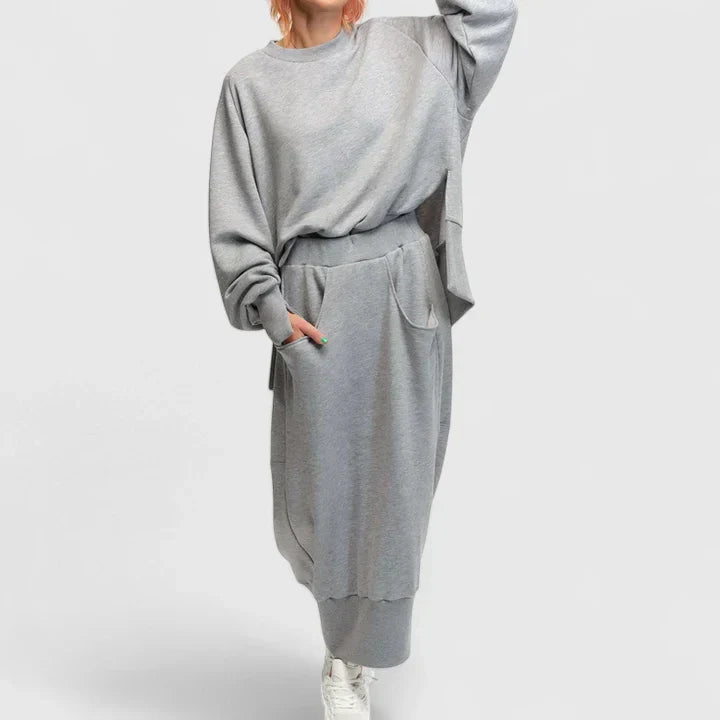 Olivanne elegant sweatshirt and long skirt set