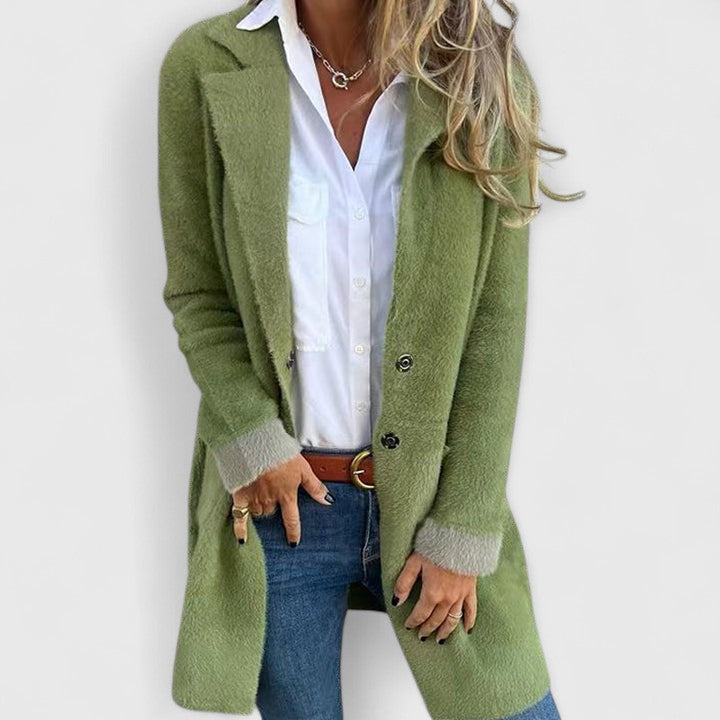 Sophryell mid-length easy-care blazer offering extended hip coverage