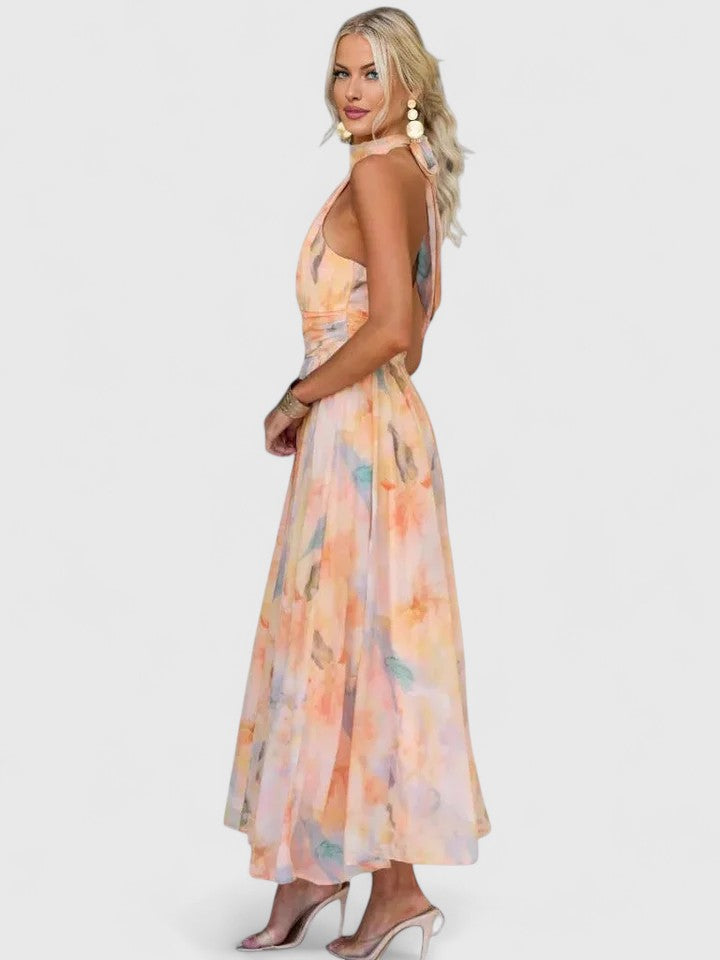 Valerie - Halter Neck Fluid Midi Dress