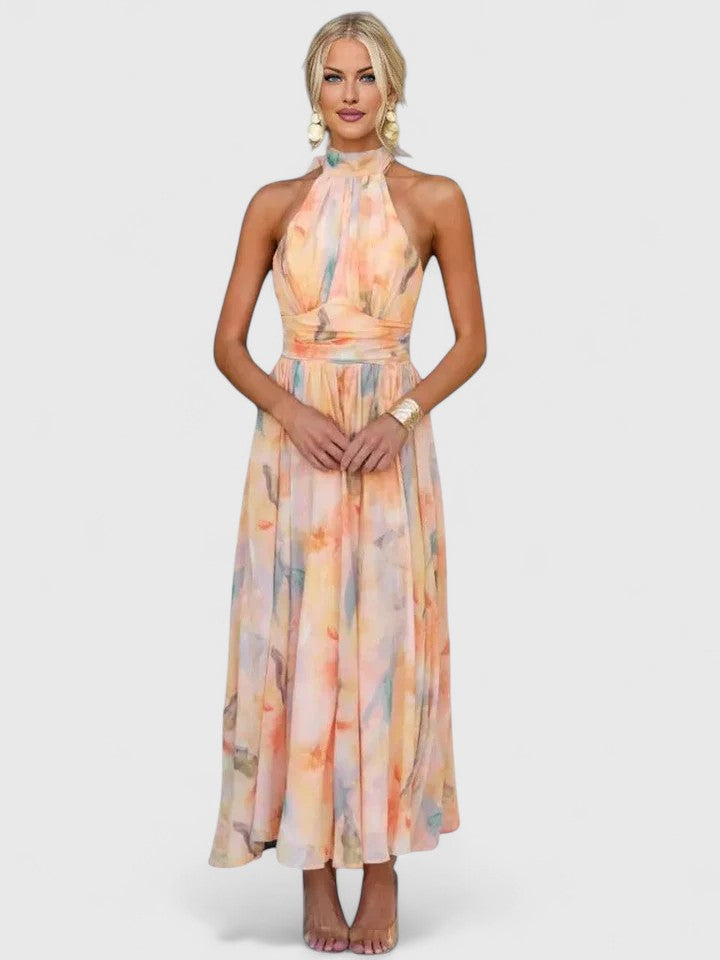 Valerie - Halter Neck Fluid Midi Dress